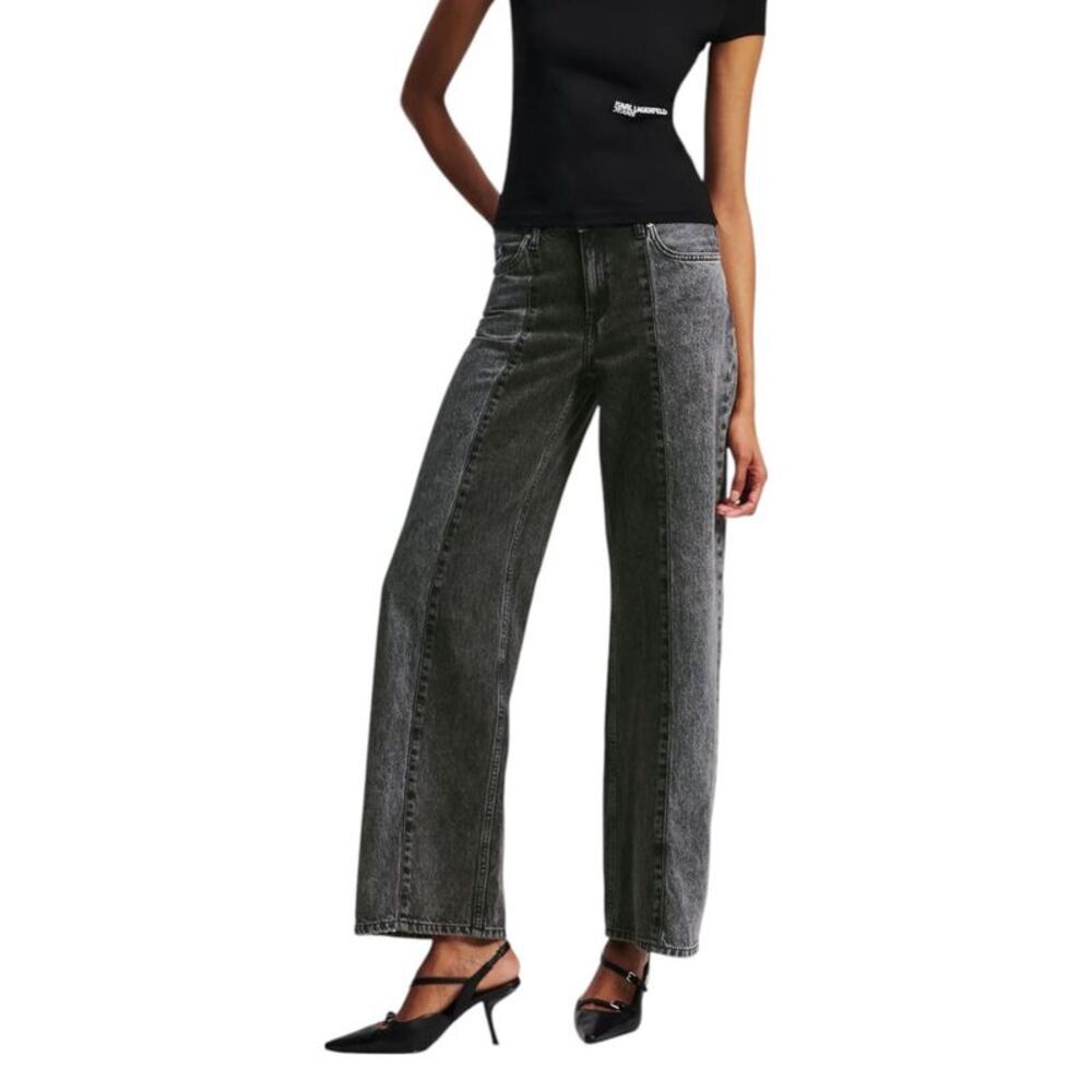 Karl Lagerfeld Black Cotton Relaxed Fit Women's Jeans